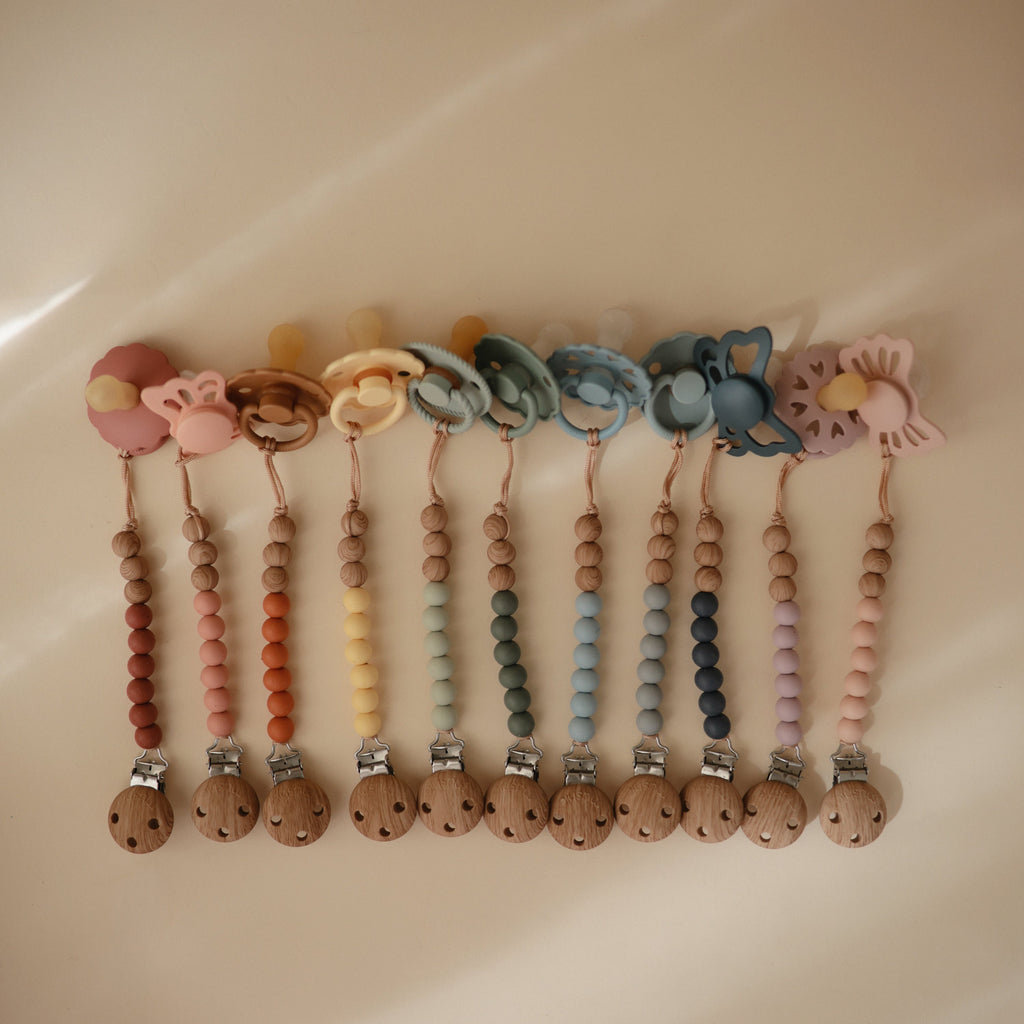 Mushie Silicone Pacifier Clip | Eva | Playroom Avenue