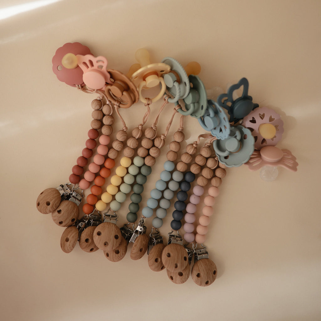 Mushie Silicone Pacifier Clip | Eva | Playroom Avenue