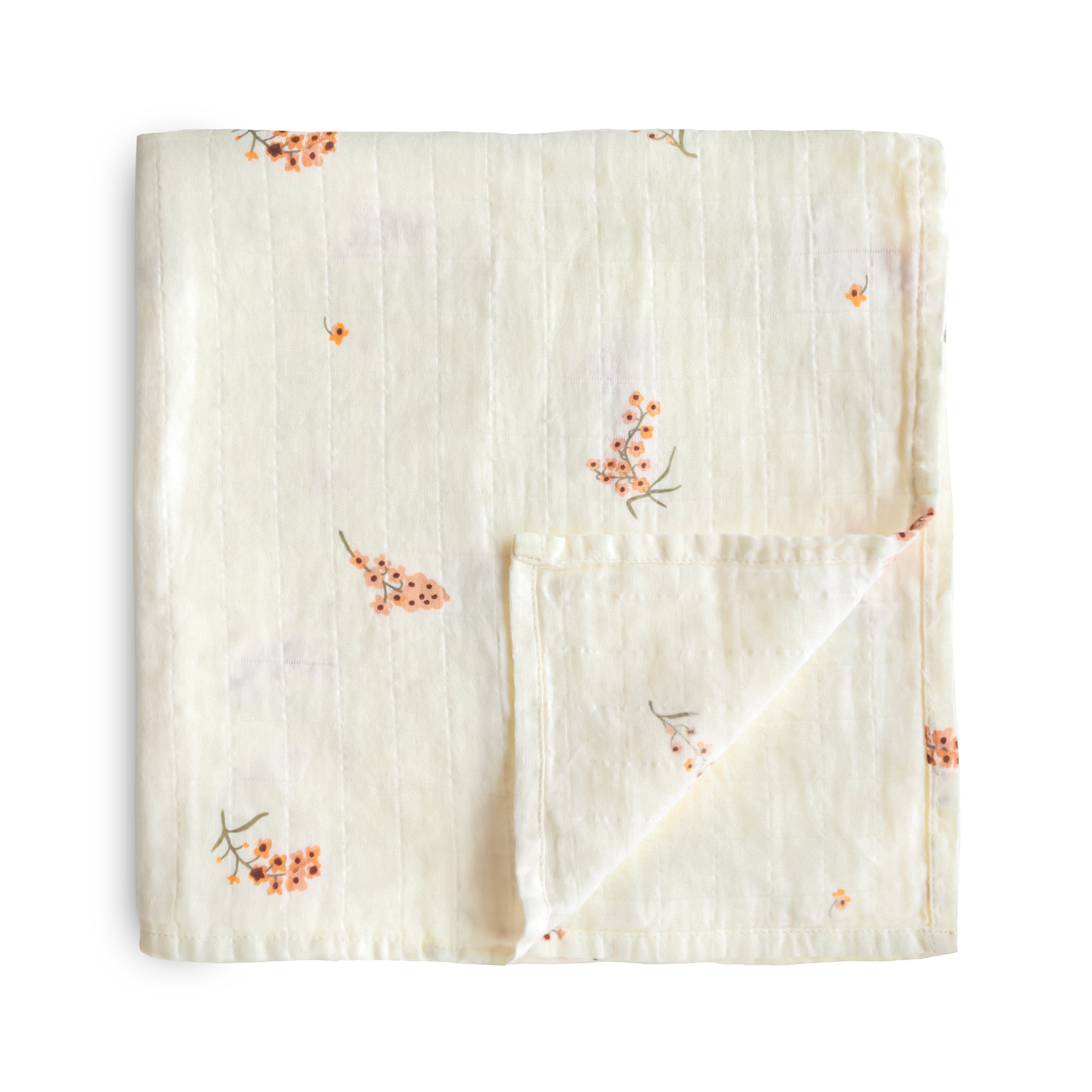 Mushie Organic Cotton Muslin Swaddle Blanket Flowers | Playroom Avenue