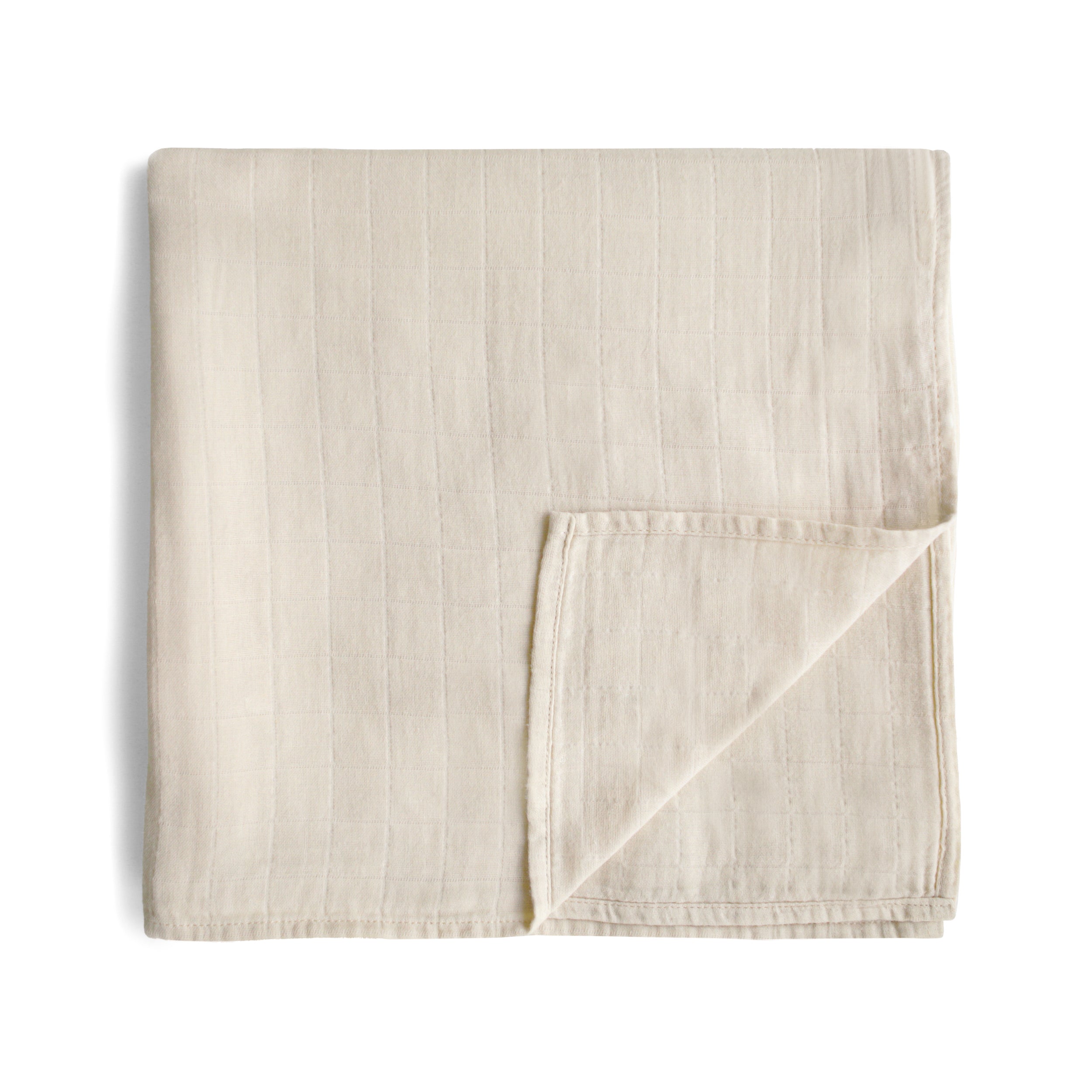 Mushie Organic Cotton Muslin Swaddle Blanket Fog | Playroom Avenue