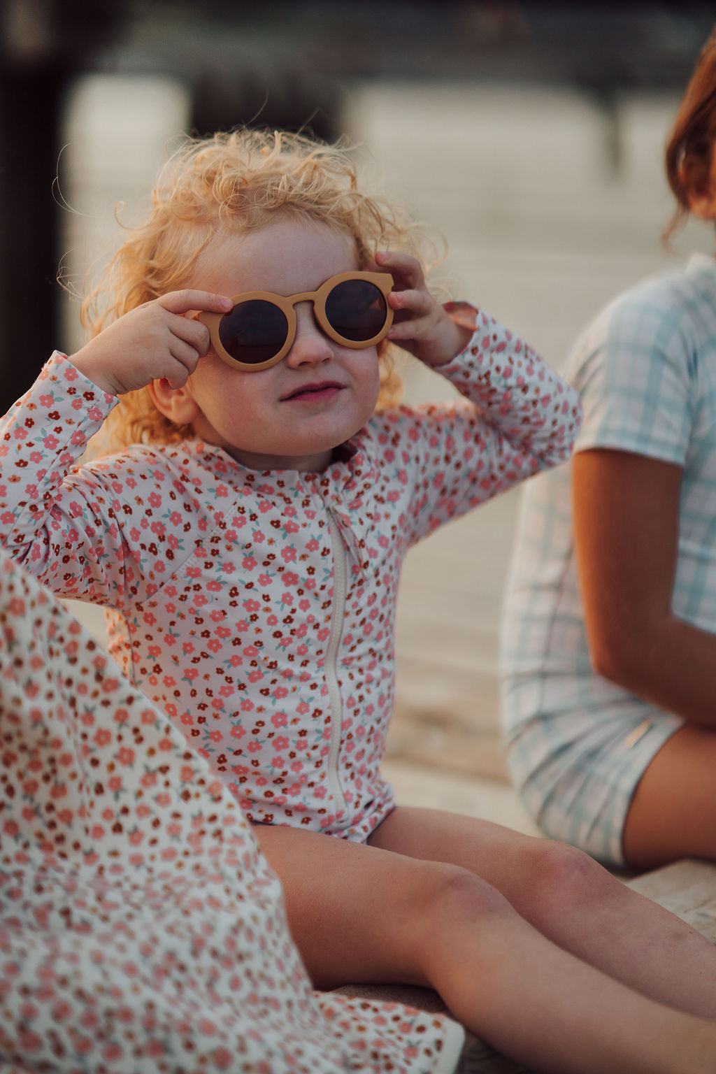 GRECH & CO. Long Sleeve Rashguard Ruffle Swimsuit | UPF + Recycled - Sunset Meadow