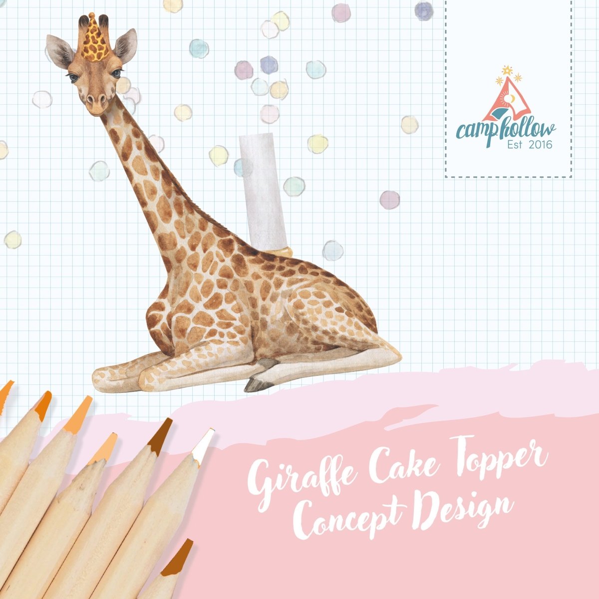 Camp Hollow Giraffe Cake Topper | Porcelain Party Animal | Candle Holder