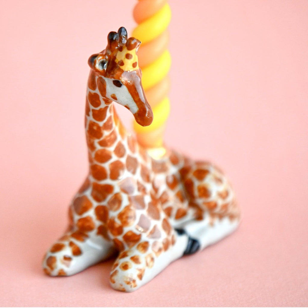 Camp Hollow Giraffe Cake Topper | Porcelain Party Animal | Candle Holder