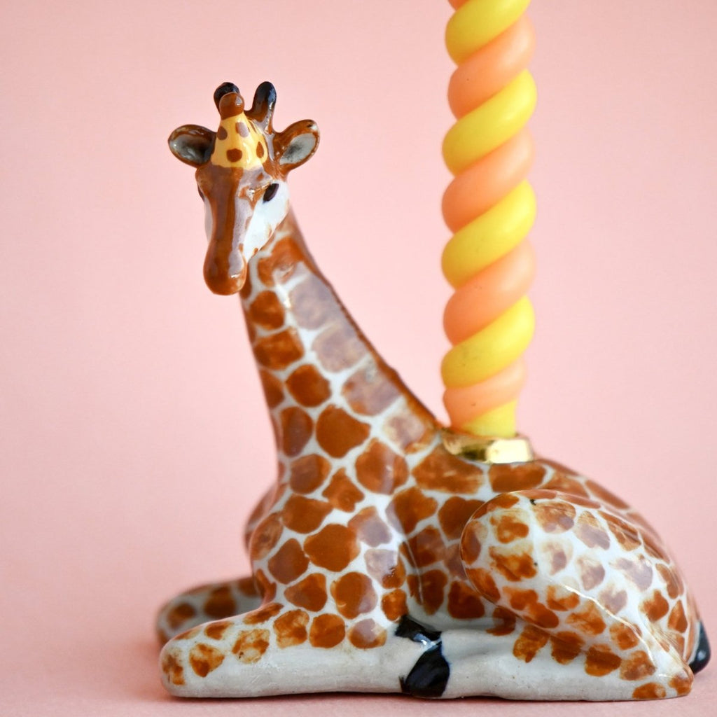 Camp Hollow Giraffe Cake Topper | Porcelain Party Animal | Candle Holder