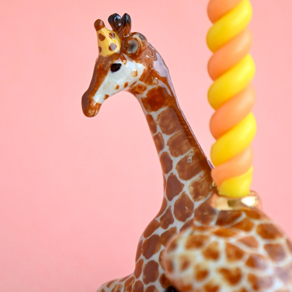 Camp Hollow Giraffe Cake Topper | Porcelain Party Animal | Candle Holder
