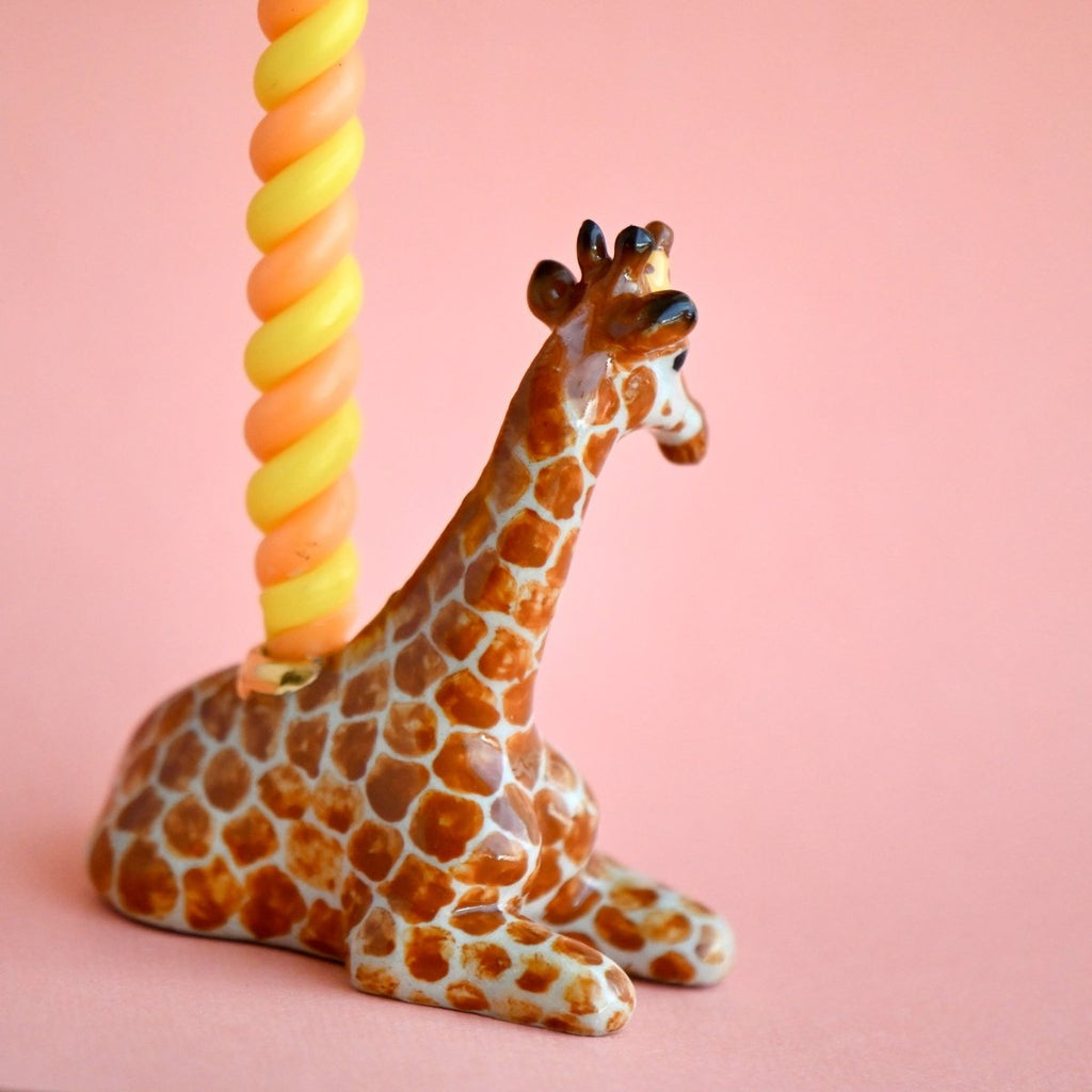 Camp Hollow Giraffe Cake Topper | Porcelain Party Animal | Candle Holder