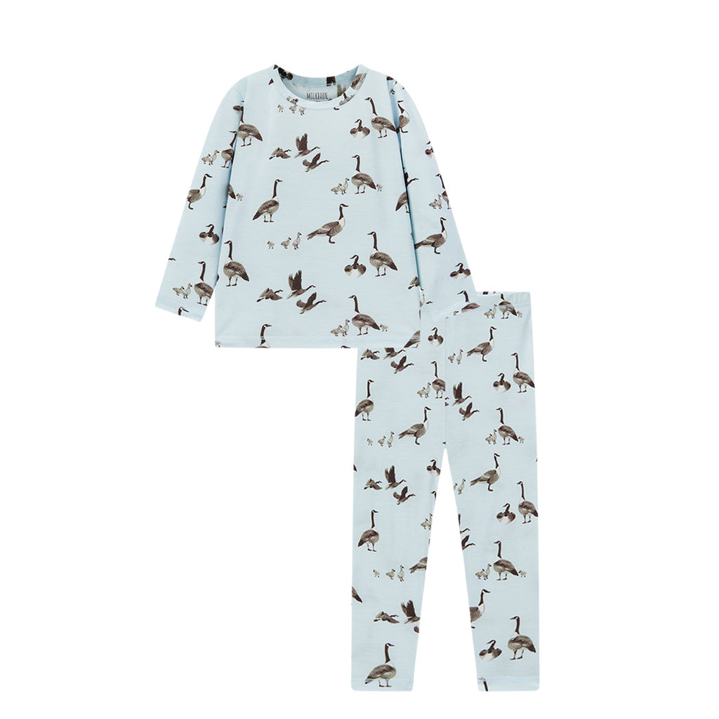 Milkbarn Goose Luxe Stretch Long Sleeve Two Piece Pajama Set | Playroom Avenue