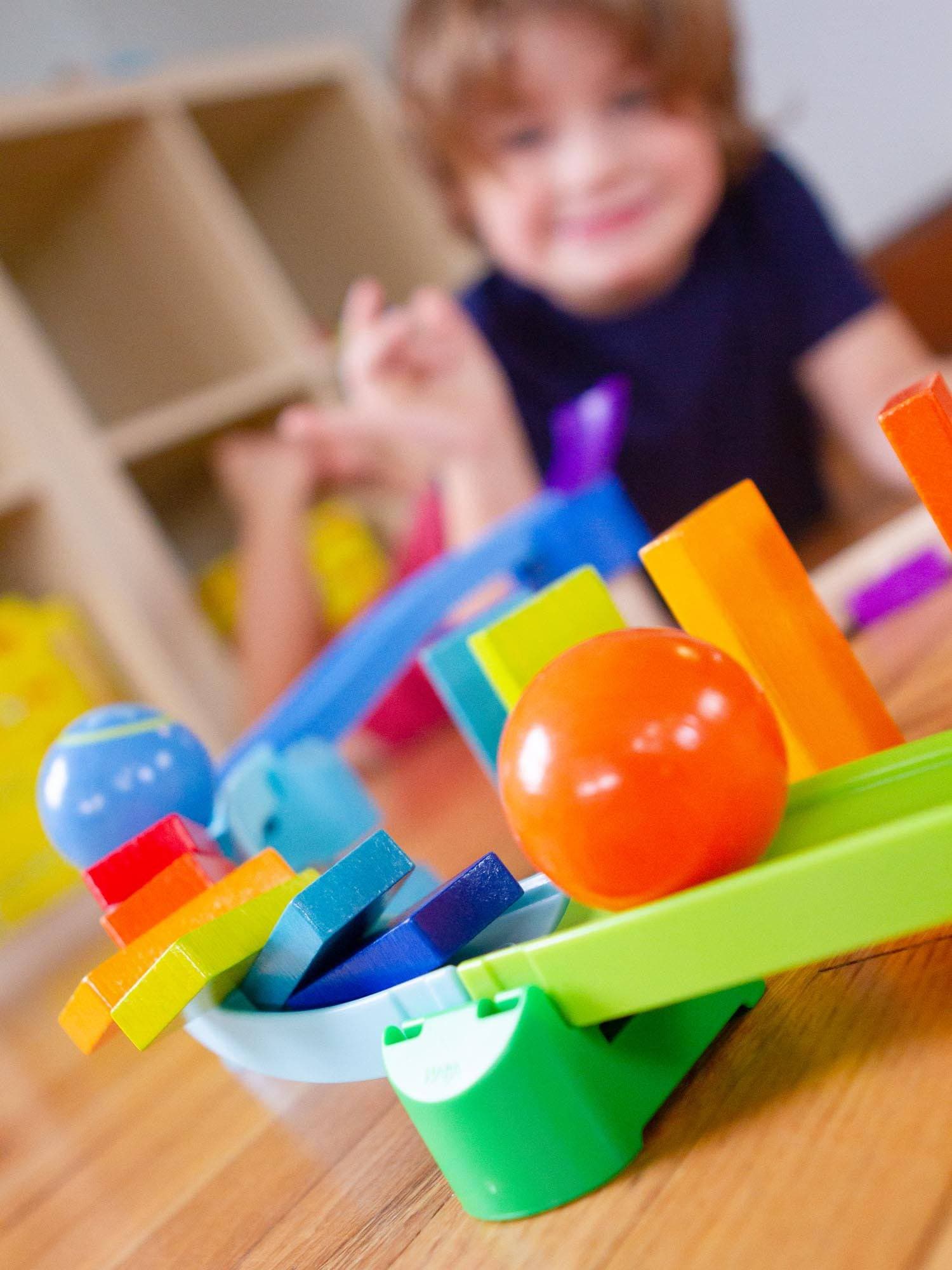 Haba Kullerbu Kringel Domino Play Track Starter Set a colorful toy track set on a white background