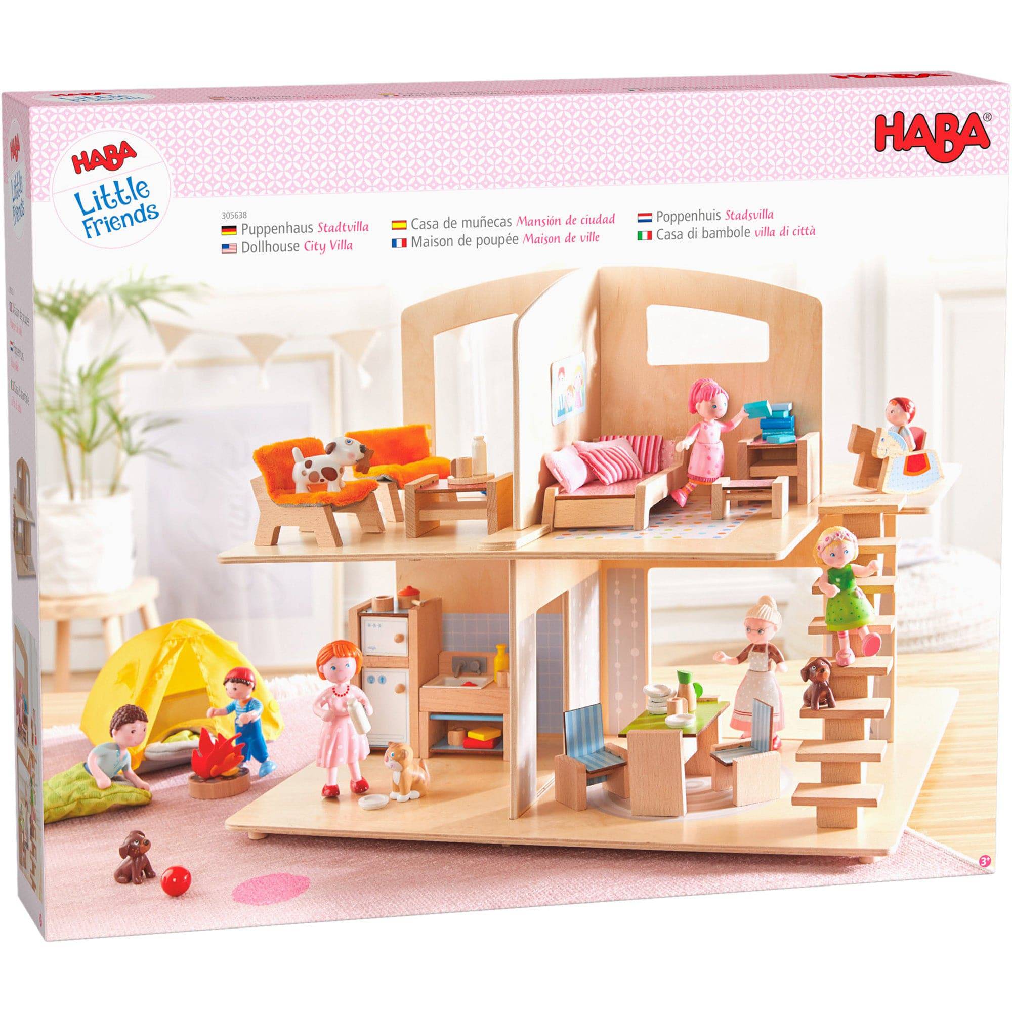 HABA Little Friends Dollhouse Town Villa with Furniture - Complete Dollhouse | HABA USA