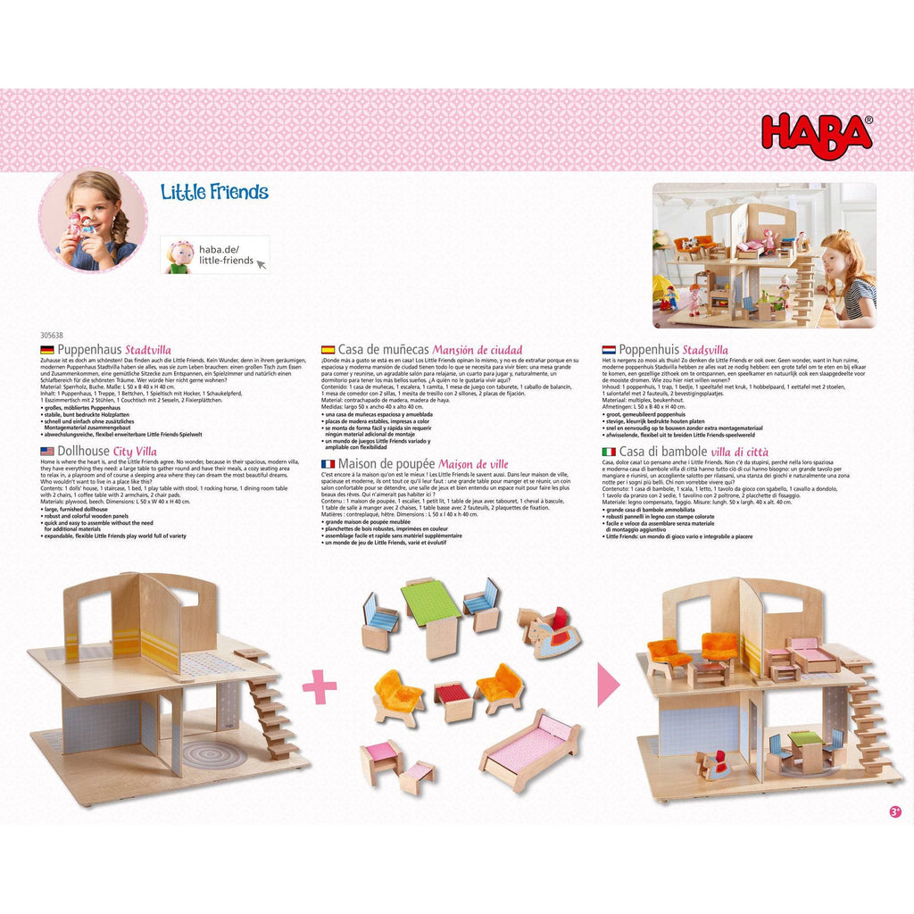 HABA Little Friends Dollhouse Town Villa with Furniture | Playroom Avenue