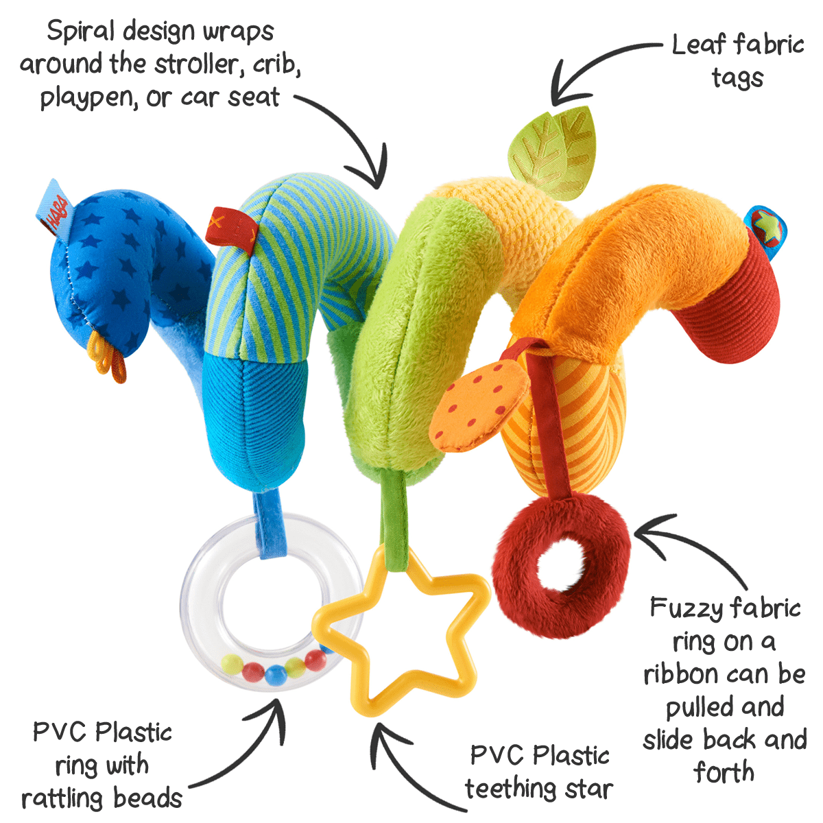 HABA Rainbow Activity Spiral Stroller & Car Seat Toy | Playroom Avenue
