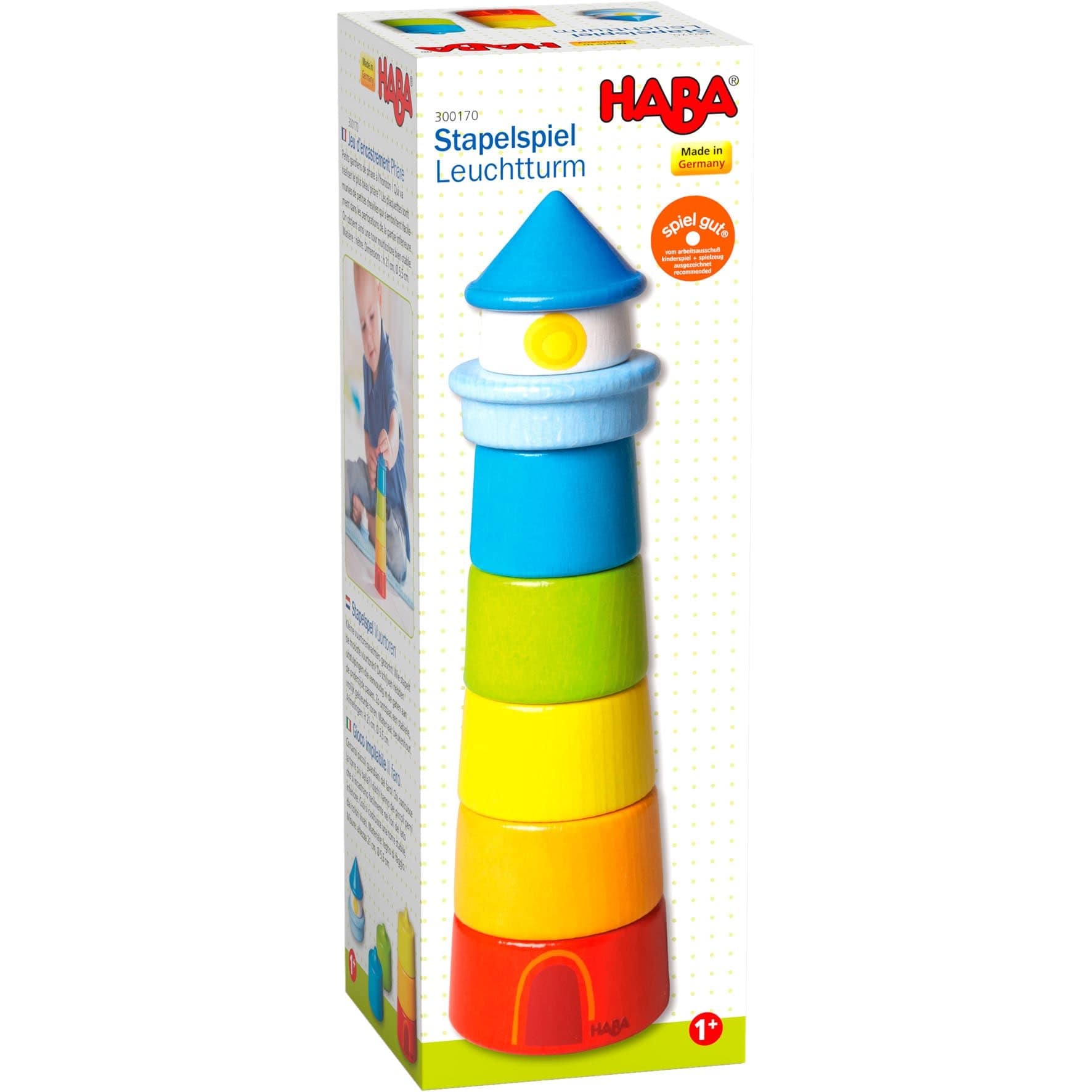 HABA Lighthouse Wooden Rainbow Stacker | Playroom Avenue