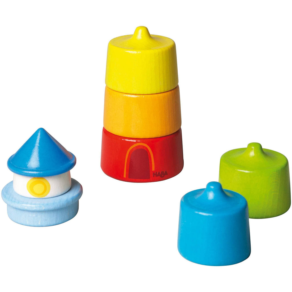 HABA Lighthouse Wooden Rainbow Stacker | Playroom Avenue