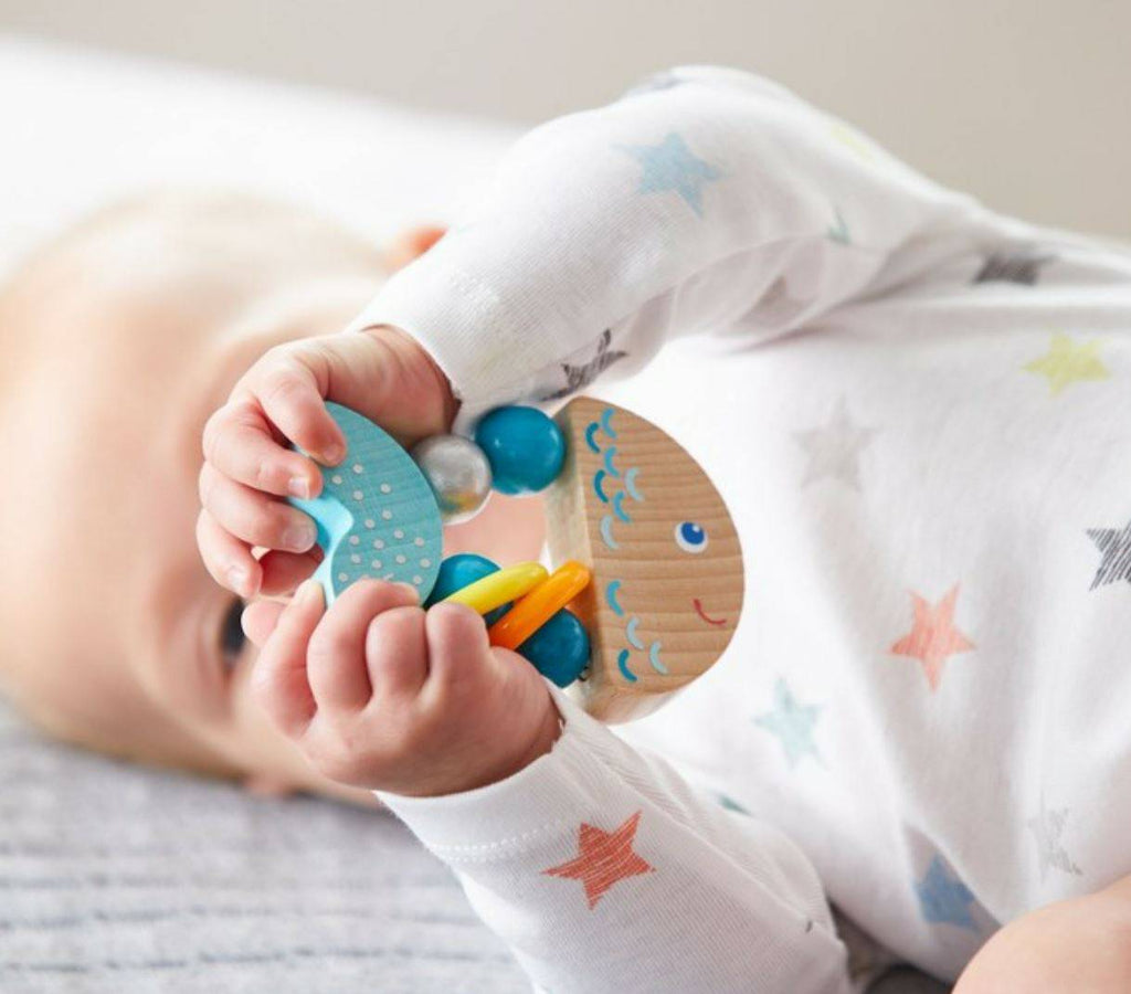 HABA Rattlefish Wooden Baby Rattle | Playroom Avenue