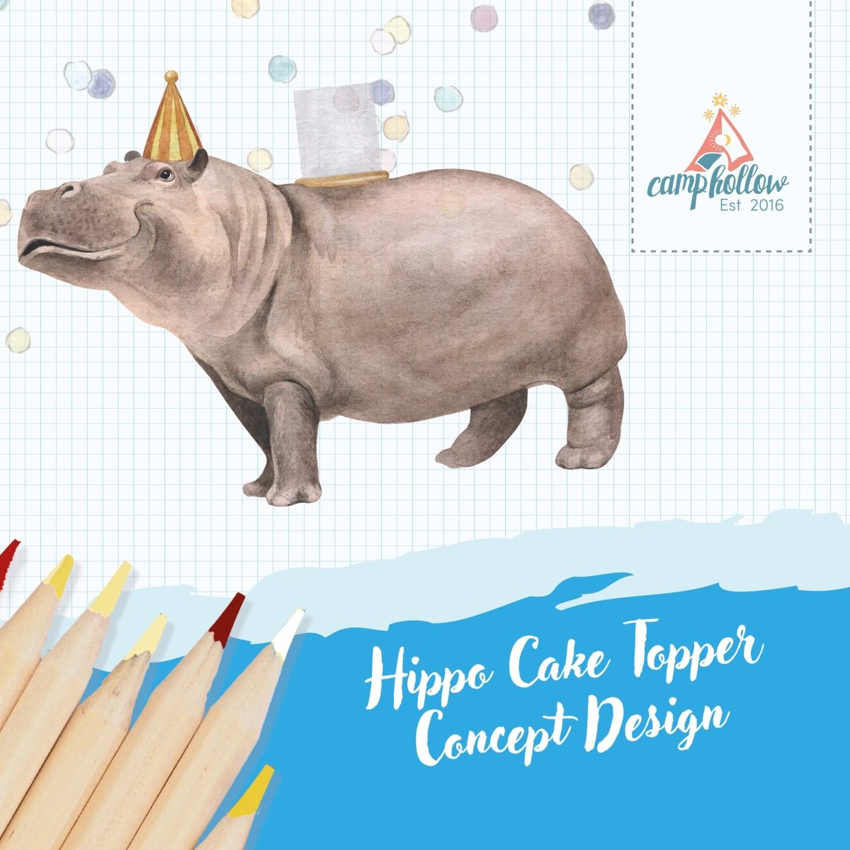 Camp Hollow Hippo Cake Topper | Playroom Avenue