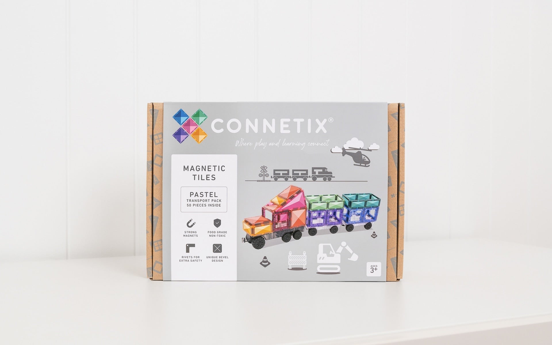 Connetix Magnetic Tiles | Pastel Transport Pack (50 pcs) - Playroom Avenue