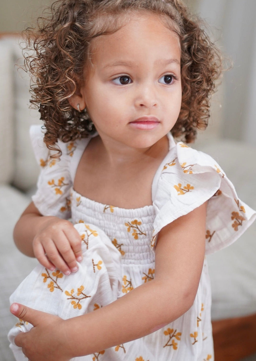 La Petit Lapin Haven | Organic Muslin Flare Dress | Ecru | Playroom Avenue