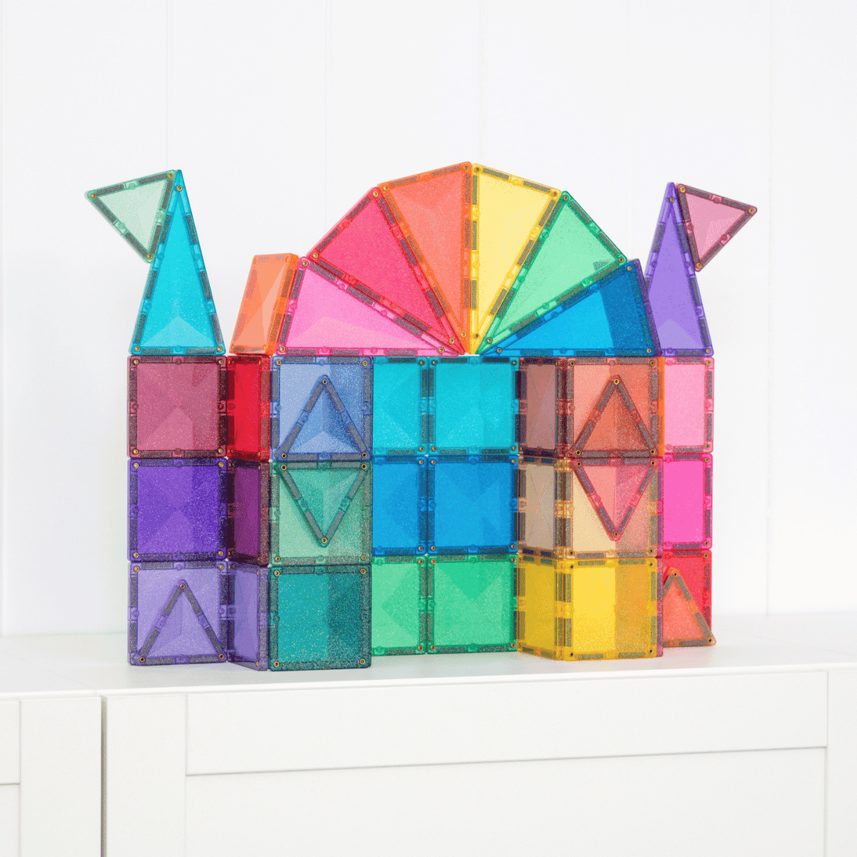 Connetix Magnetic Tiles | Glitter Castle Pack (48 pcs) | Playroom Avenue