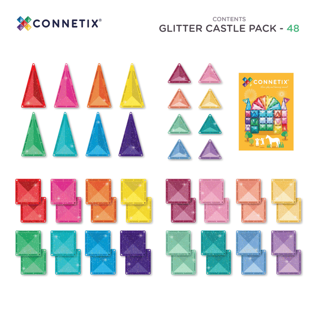 Connetix Magnetic Tiles | Glitter Castle Pack (48 pcs) | Playroom Avenue