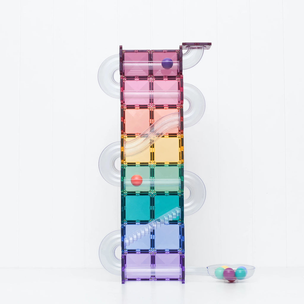 Connetix Magnetic Tiles | Ball Run Pastel Pack (114 pc) | Playroom Avenue