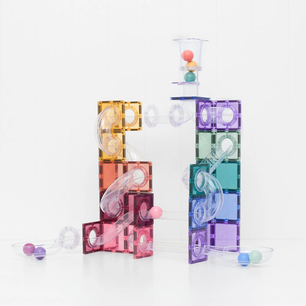 Connetix Magnetic Tiles | Ball Run Pastel Pack (114 pc) | Playroom Avenue