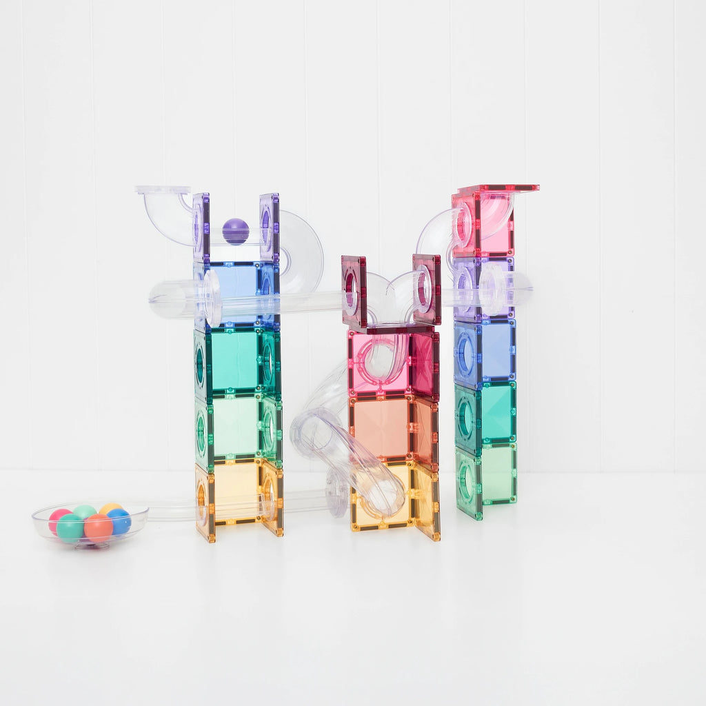 Connetix Magnetic Tiles | Ball Run Pastel Pack (114 pc) | Playroom Avenue