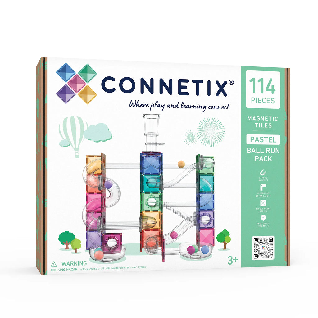 Connetix Magnetic Tiles | Ball Run Pastel Pack (114 pc) | Playroom Avenue