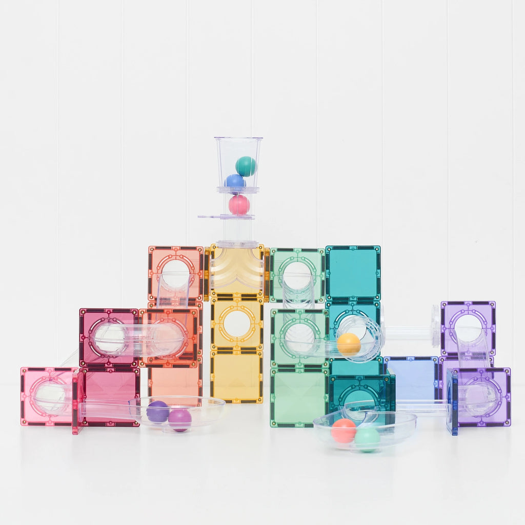 Connetix Magnetic Tiles | Ball Run Pastel Pack (114 pc) | Playroom Avenue