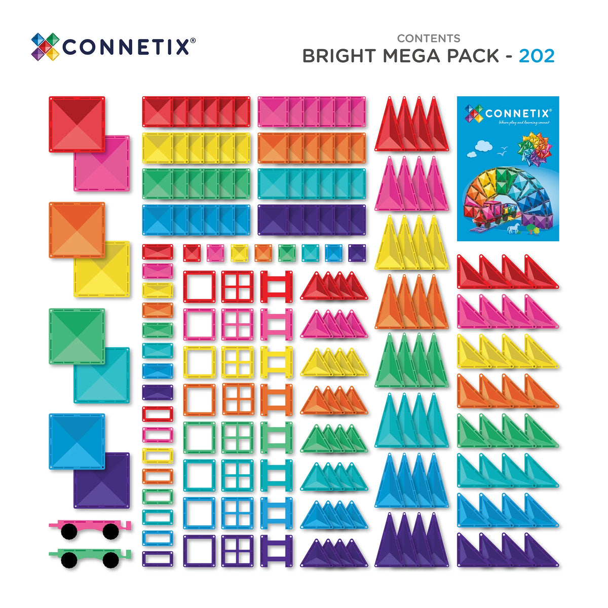 Connetix Magnetic Tiles | Rainbow Mega Pack (202 pcs)
