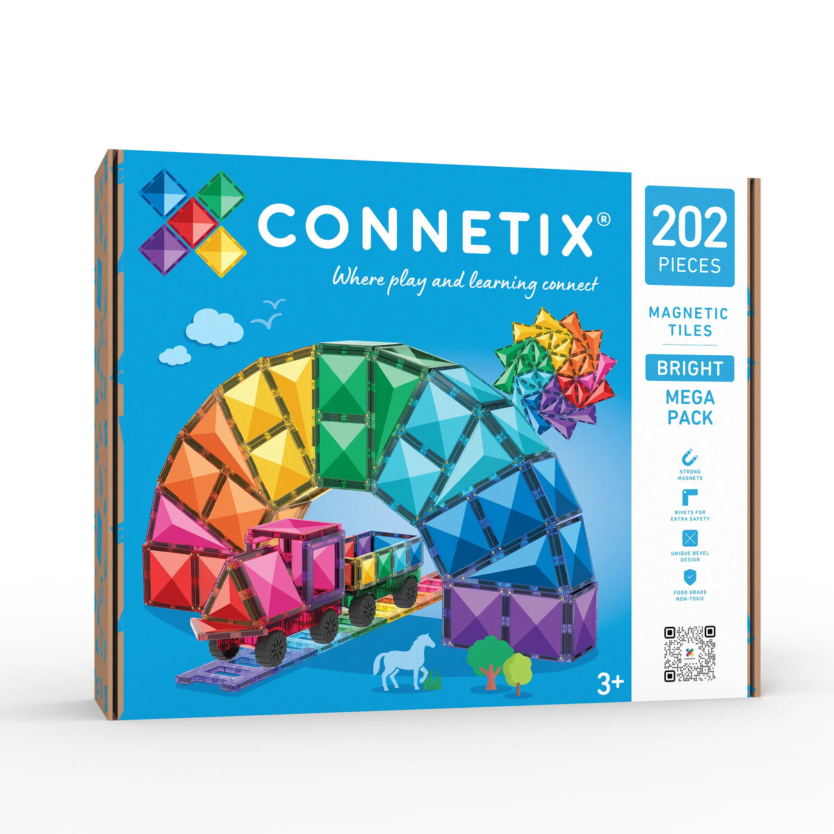 Connetix Magnetic Tiles | Rainbow Mega Pack (202 pcs)