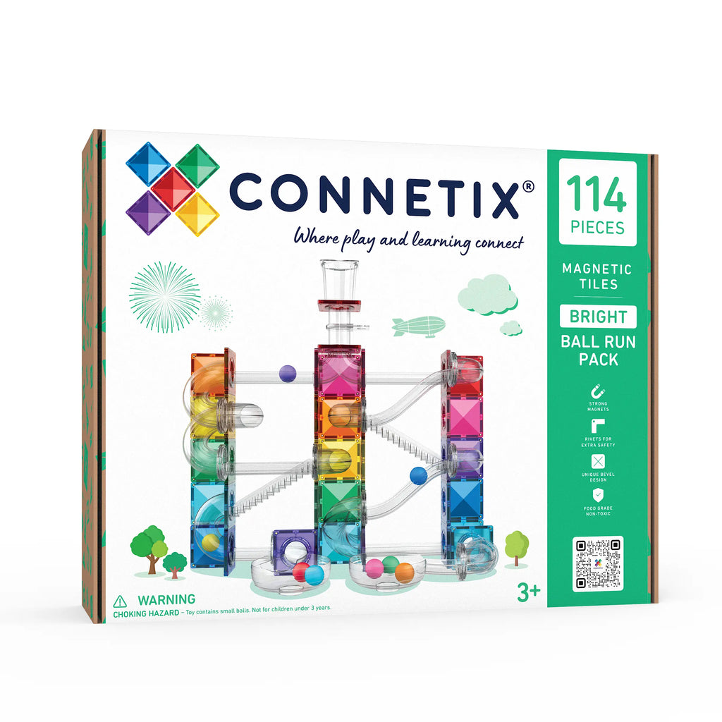 Connetix Magnetic Tiles | Ball Run Bright Pack (114 pcs) | Playroom Avenue