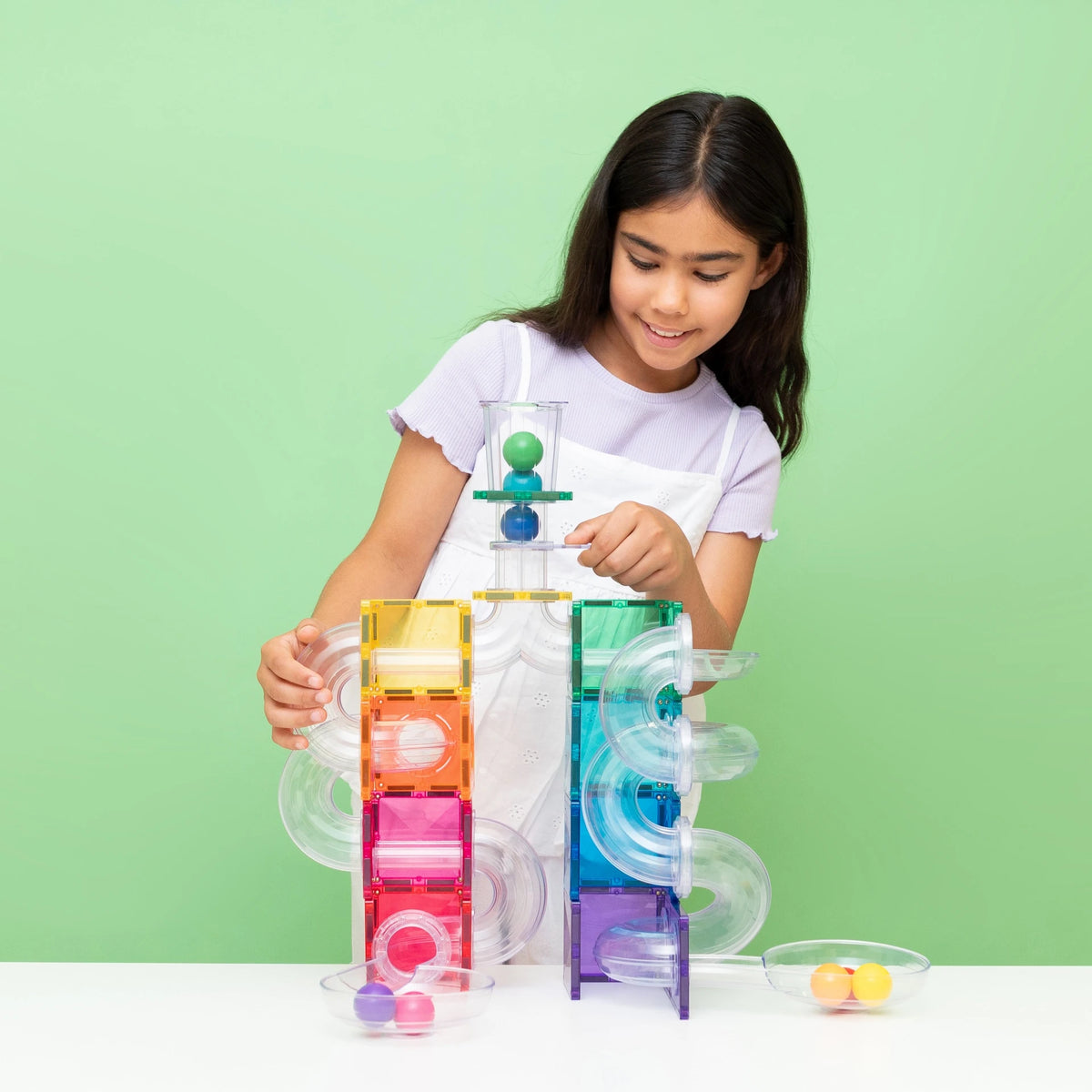 Connetix Magnetic Tiles | Rainbow Marble Run (114 pcs) | Playroom Avenue