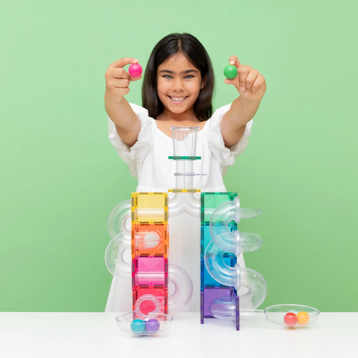 Connetix Magnetic Tiles | Rainbow Marble Run (114 pcs) | Playroom Avenue