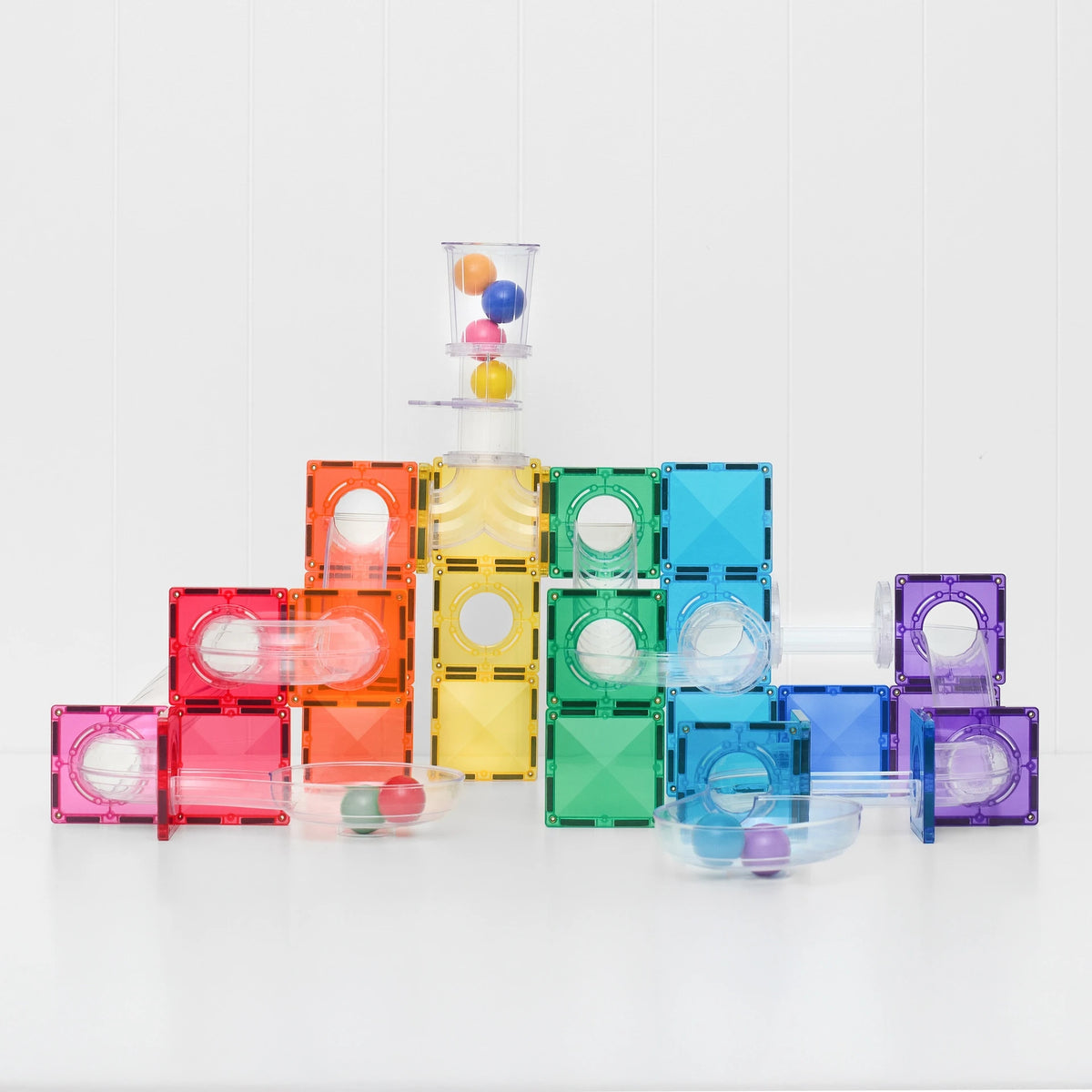 Connetix Magnetic Tiles | Rainbow Marble Run (114 pcs) | Playroom Avenue