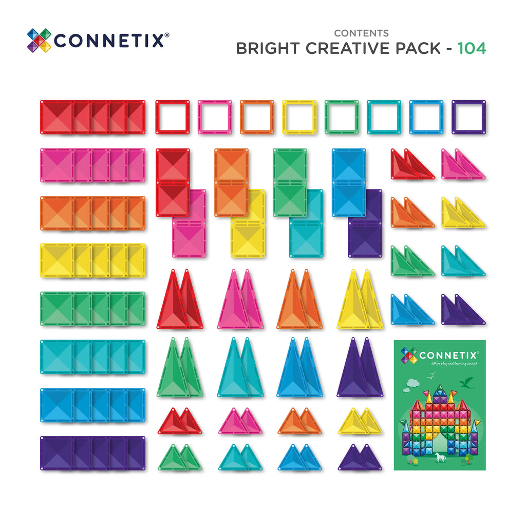 Connetix Magnetic Tiles | Bright Creative Pack 104 pc | Playroom Avenue