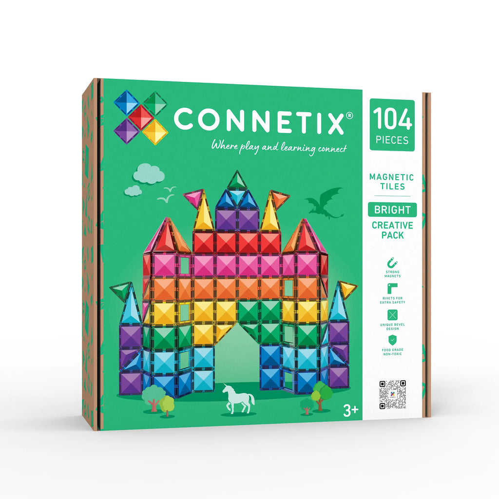 Connetix Magnetic Tiles | Bright Creative Pack 104 pc | Playroom Avenue