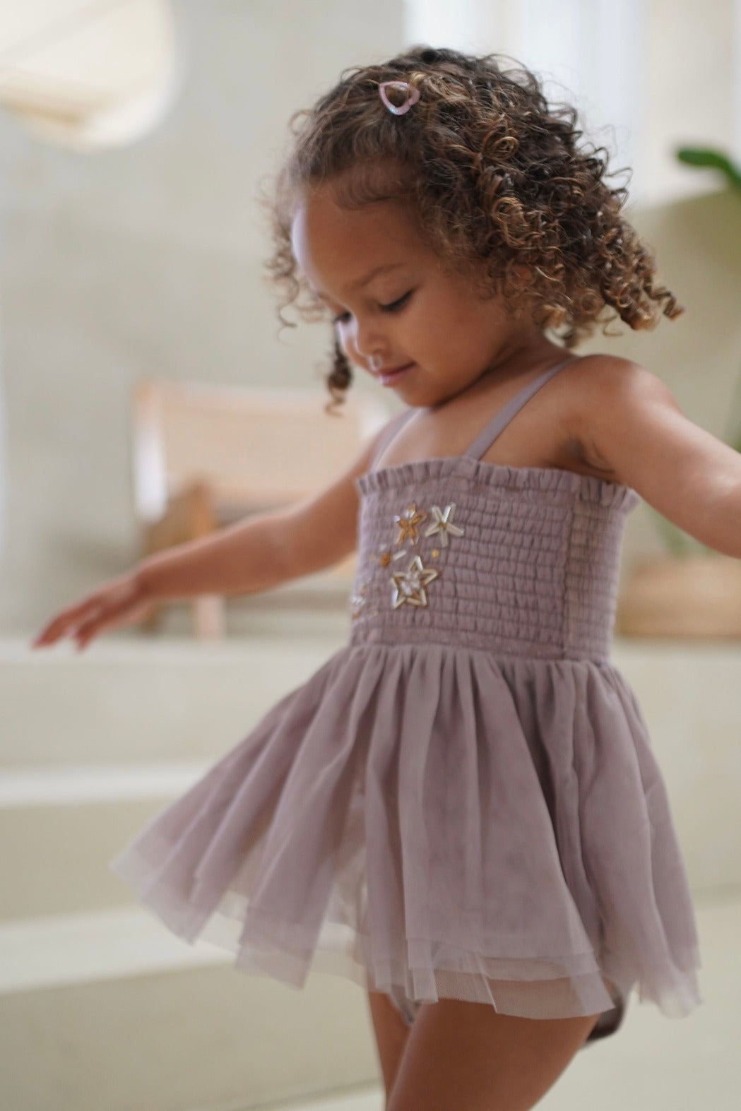 Le Petit Lapin Valentina | Organic Muslin Petit Etoile Tutu Romper | Lilac | Playroom Avenue