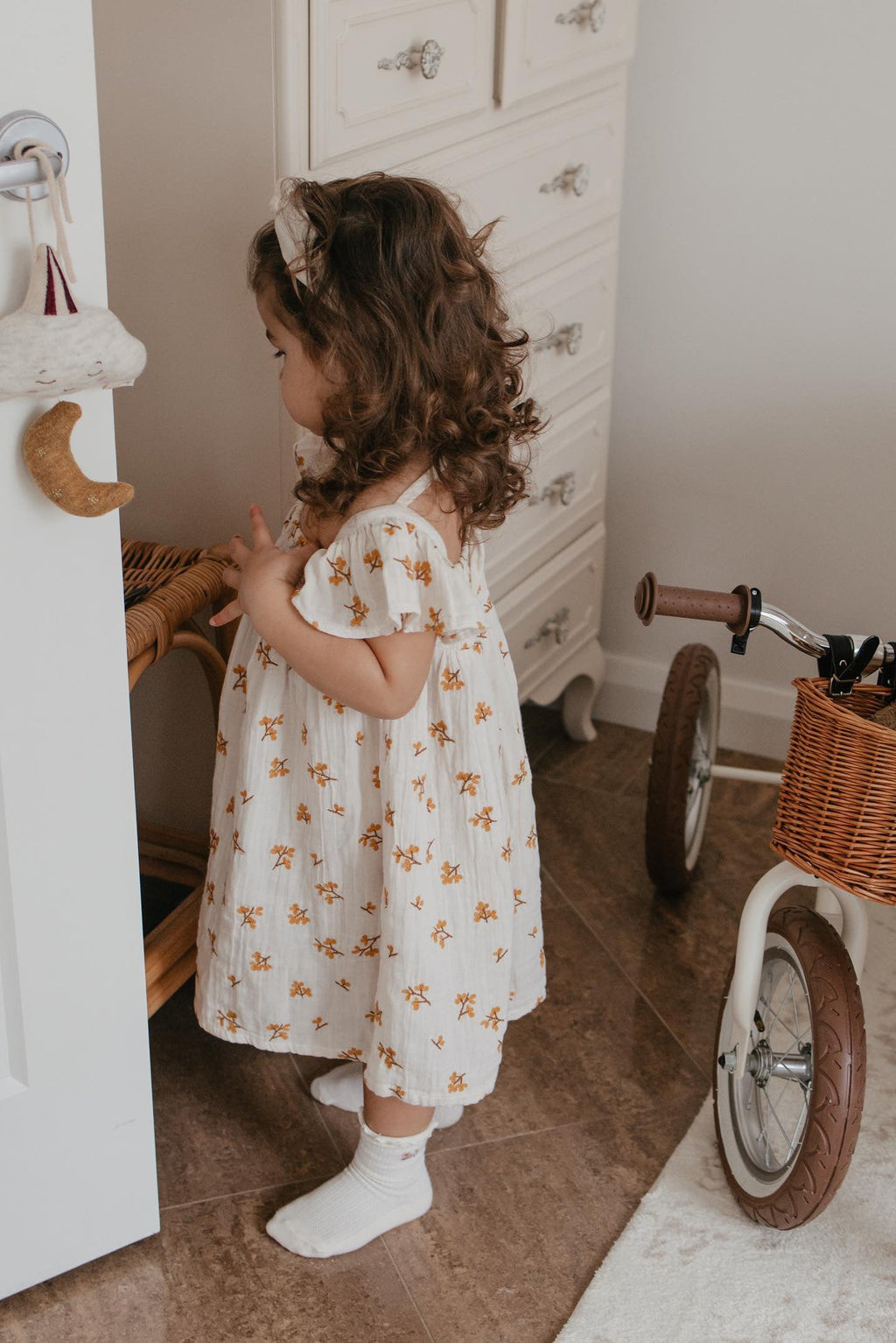 La Petit Lapin Haven | Organic Muslin Flare Dress | Ecru | Playroom Avenue