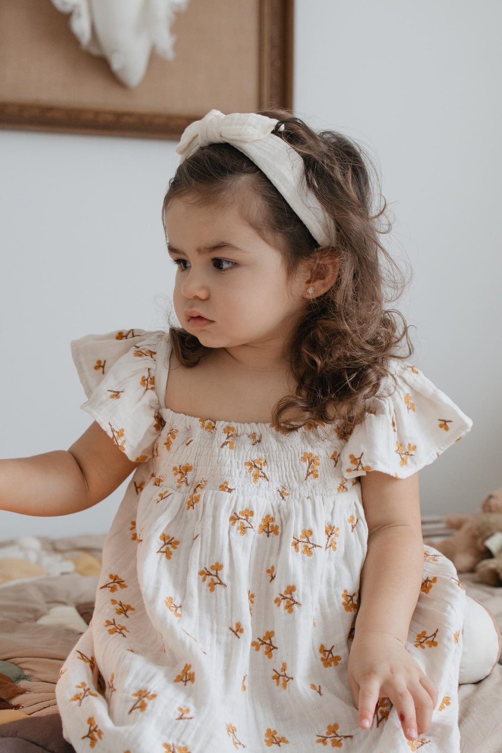 La Petit Lapin Haven | Organic Muslin Flare Dress | Ecru | Playroom Avenue
