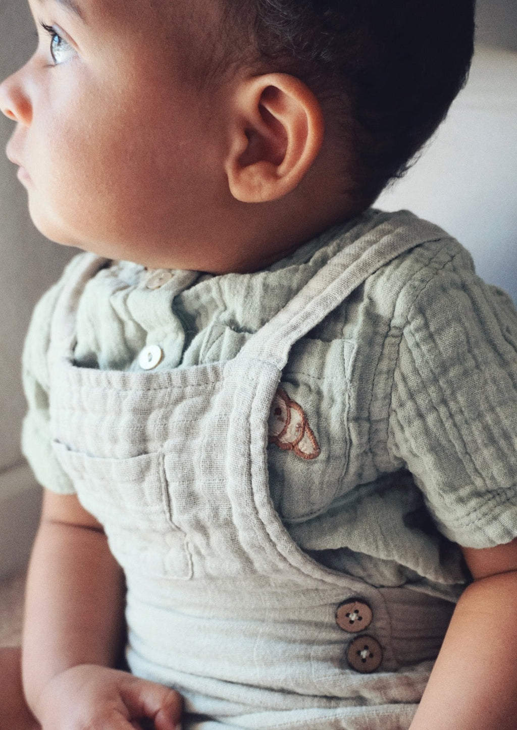 La Petit Lapin Cayden | Organic Muslin Petit Croissant Set | Sage | Playroom Avenue