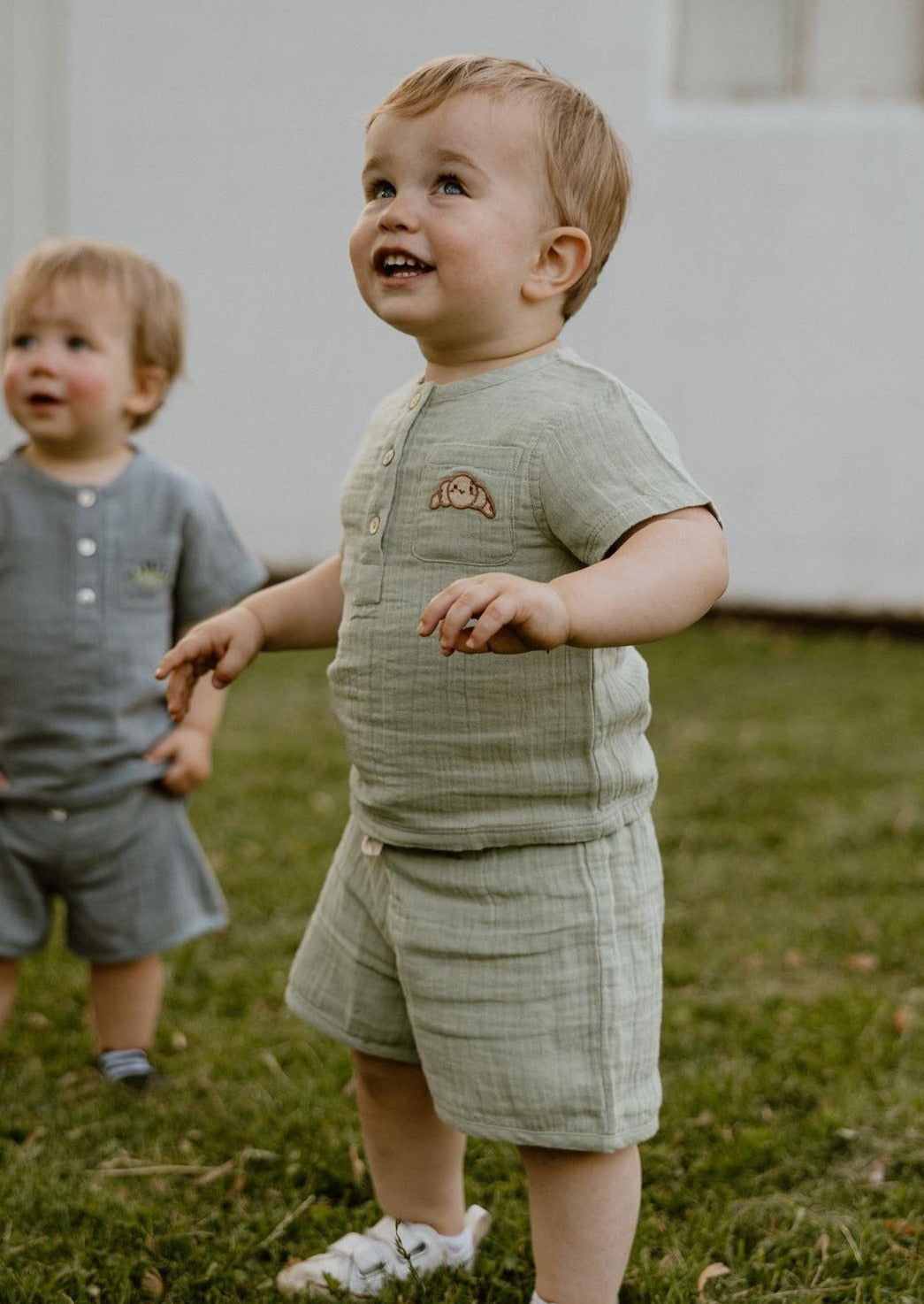 La Petit Lapin Cayden | Organic Muslin Petit Croissant Set | Sage | Playroom Avenue