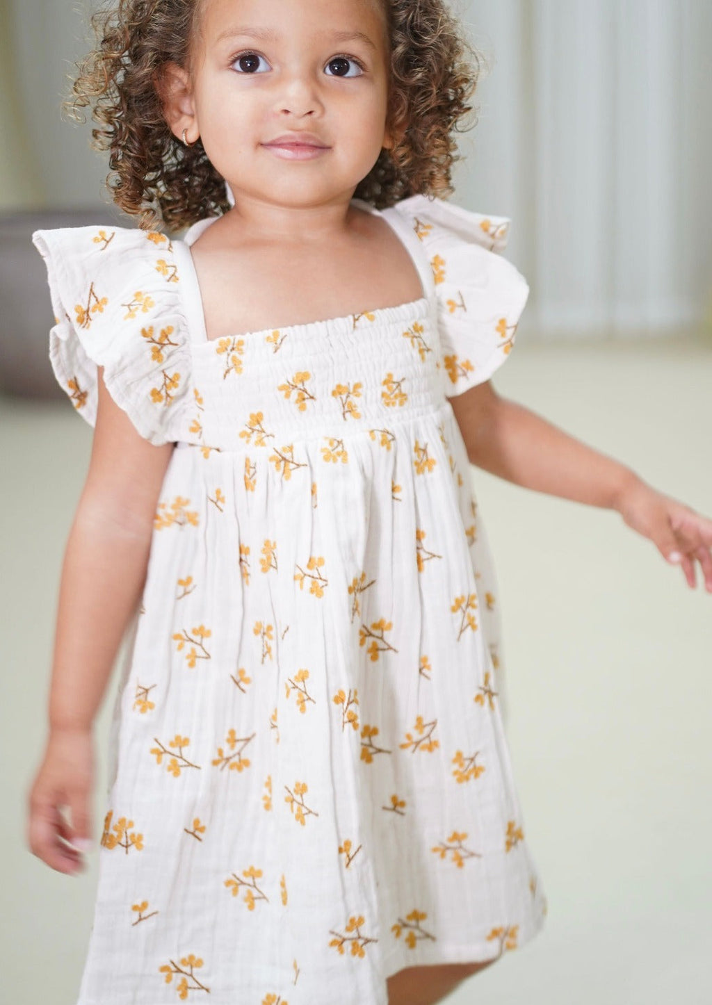 La Petit Lapin Haven | Organic Muslin Flare Dress | Ecru | Playroom Avenue