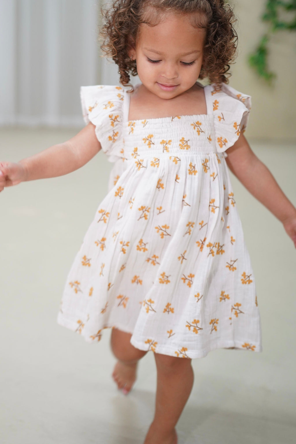 La Petit Lapin Haven | Organic Muslin Flare Dress | Ecru | Playroom Avenue