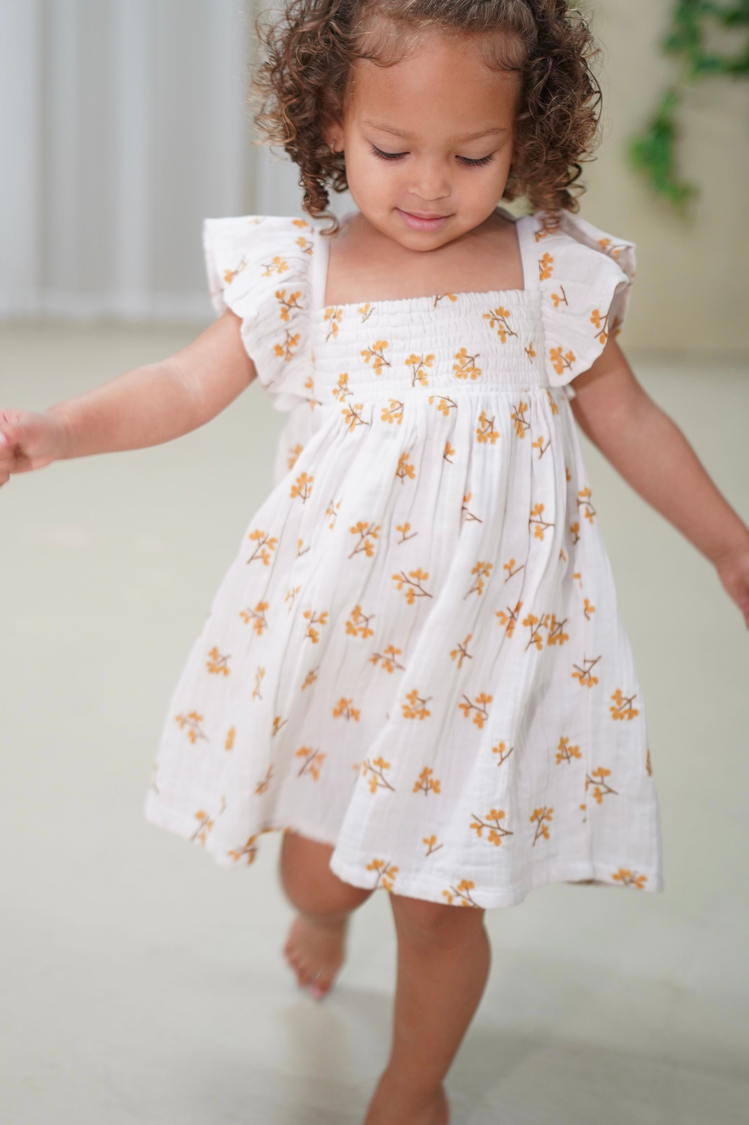 La Petit Lapin Haven | Organic Muslin Flare Dress | Ecru | Playroom Avenue