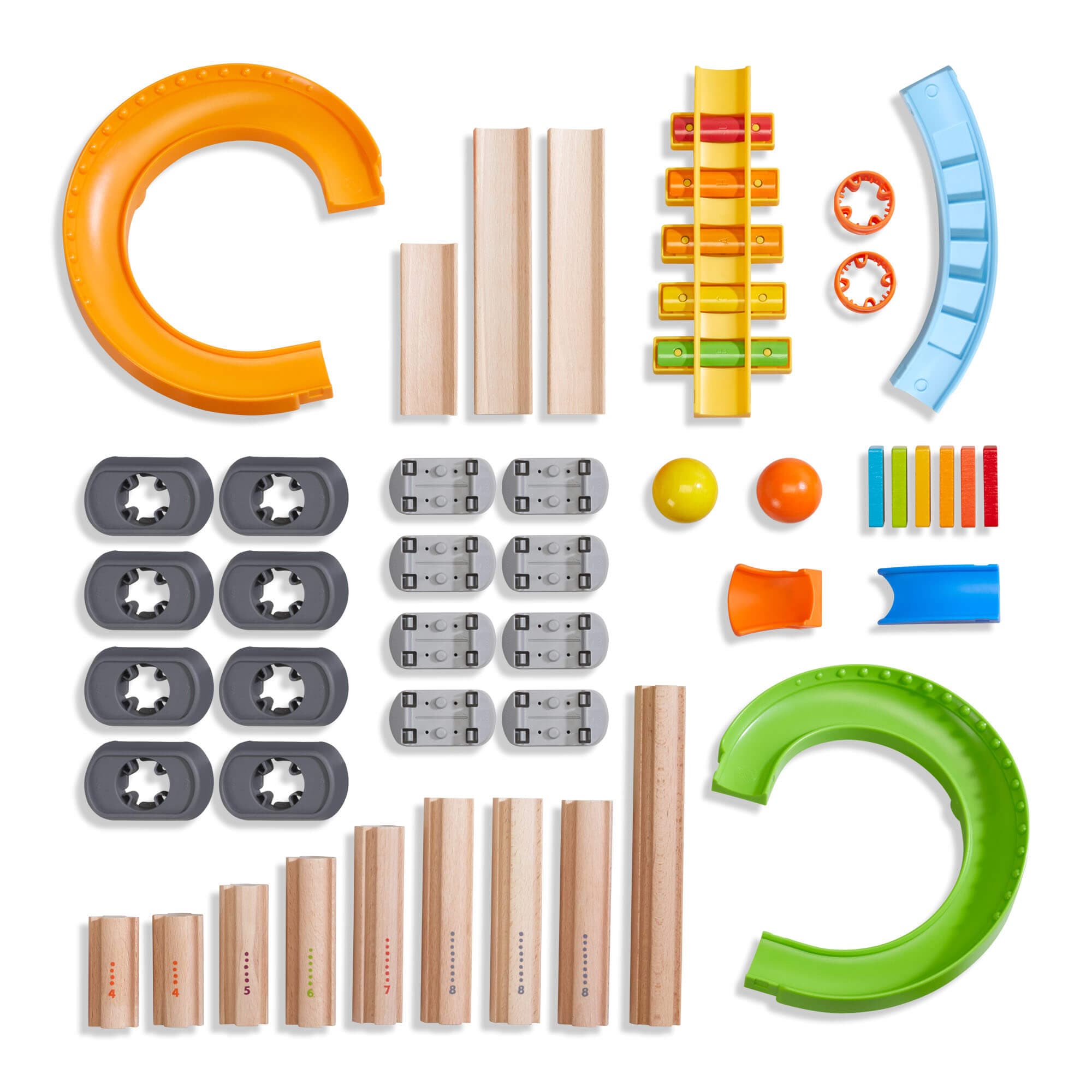 Pieces from the HABA Kullerbu Melody Dominoes Set - Musical Ball Track System | HABA USA