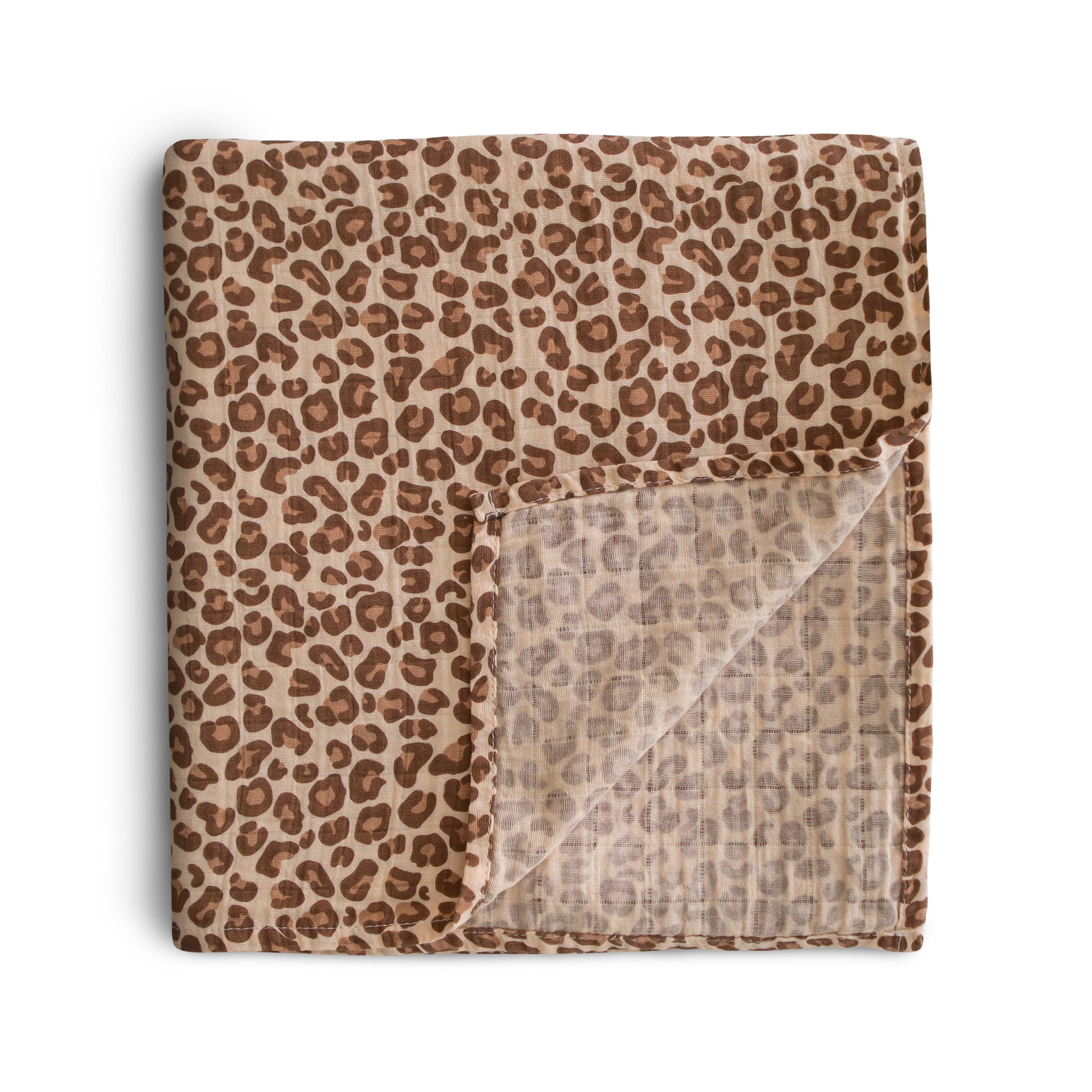 Mushie Organic Cotton Muslin Swaddle Blanket Leopard | Playroom Avenue