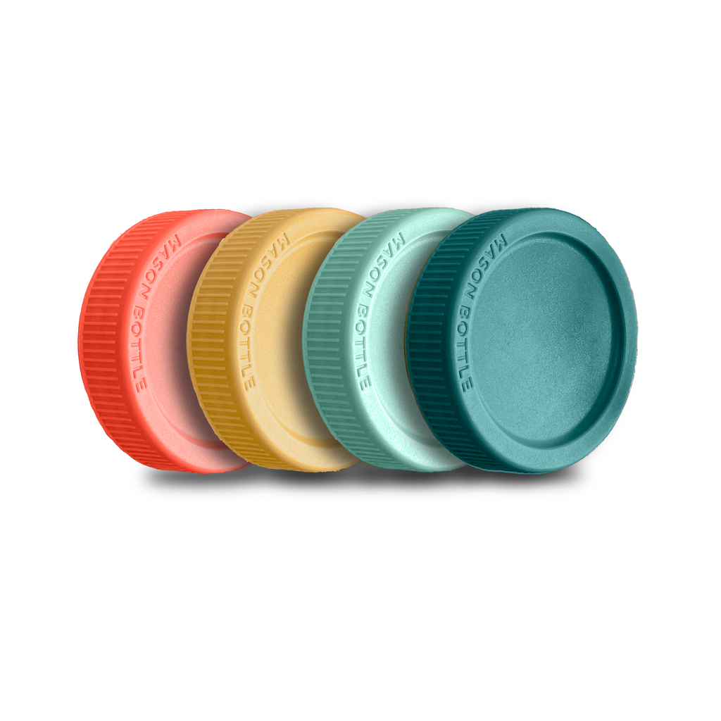 Mason Bottle Plastic Storage Lids 4 Pack Rainbow | Playroom Avenue
