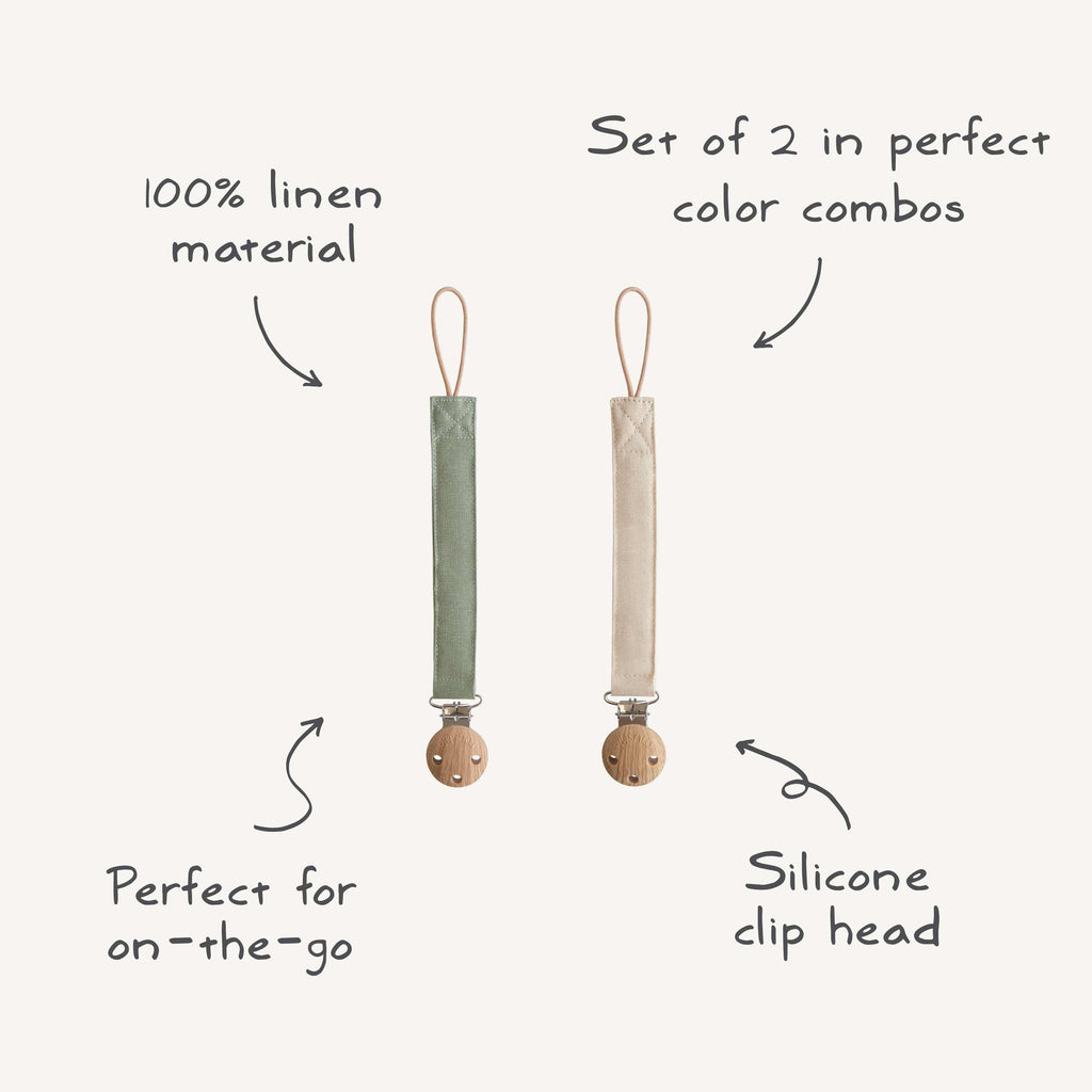 Mushie Linen Pacifier Clip 2-Pack | Playroom Avenue
