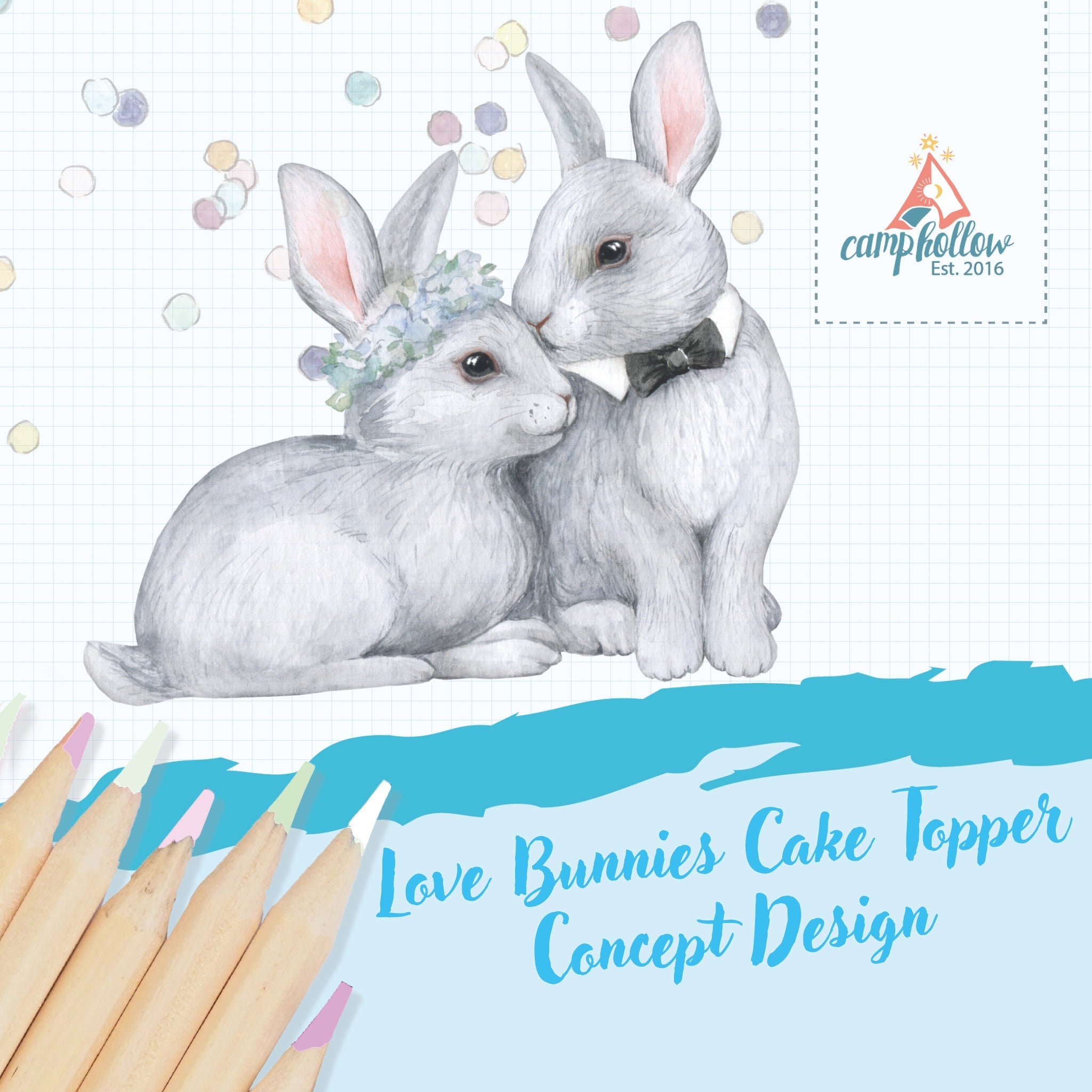 Camp Hollow Love Bunnies Wedding Cake Topper | Playroom Avenue