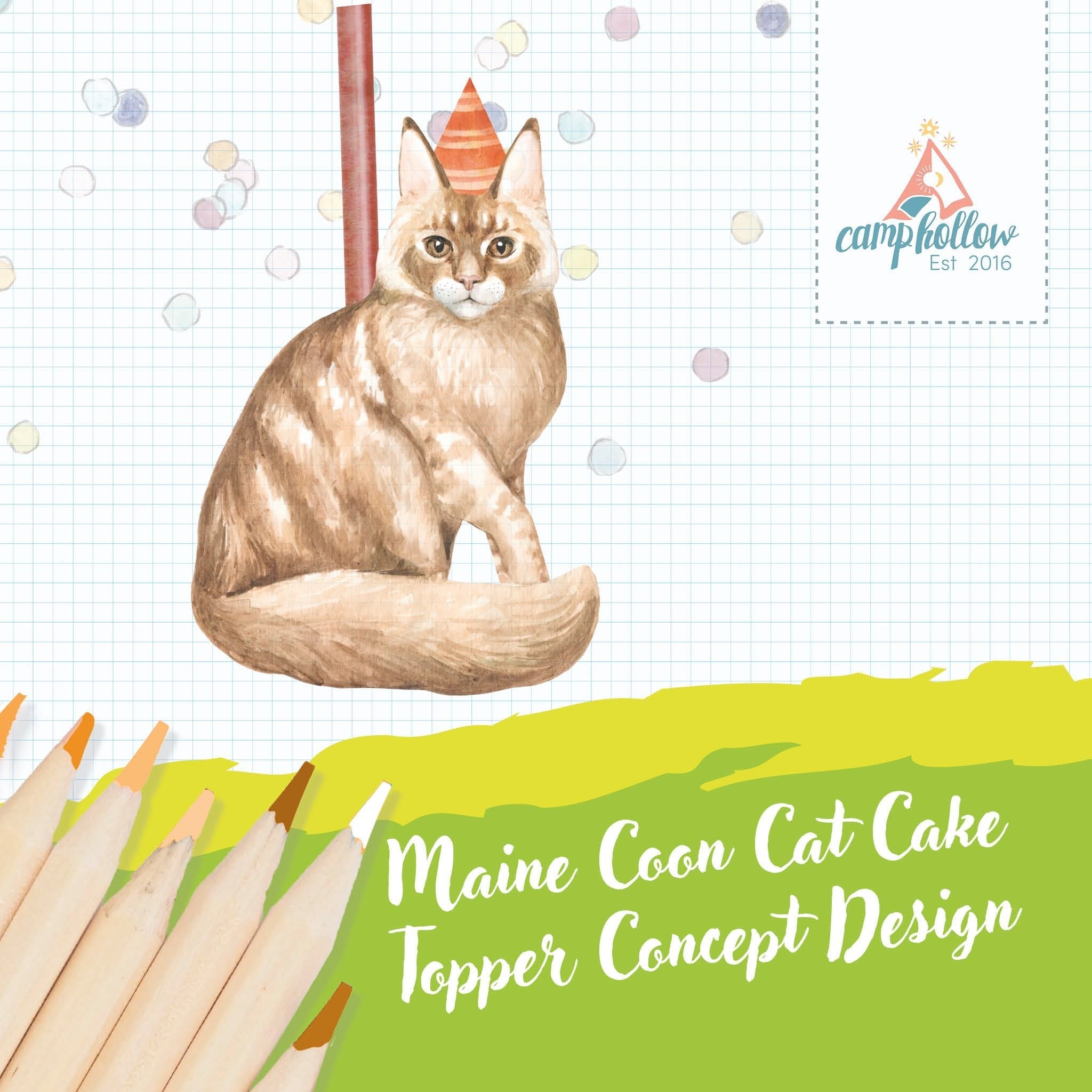 Camp Hollow Maine Coon Cat Cake Topper | Playroom Avenue